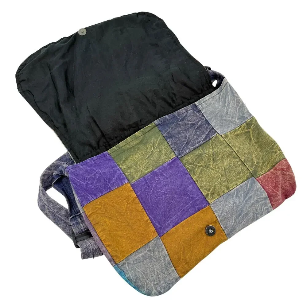 Vintage Patchwork Cotton Crossbody Bag Boho Hippie Festival Peace Swirls